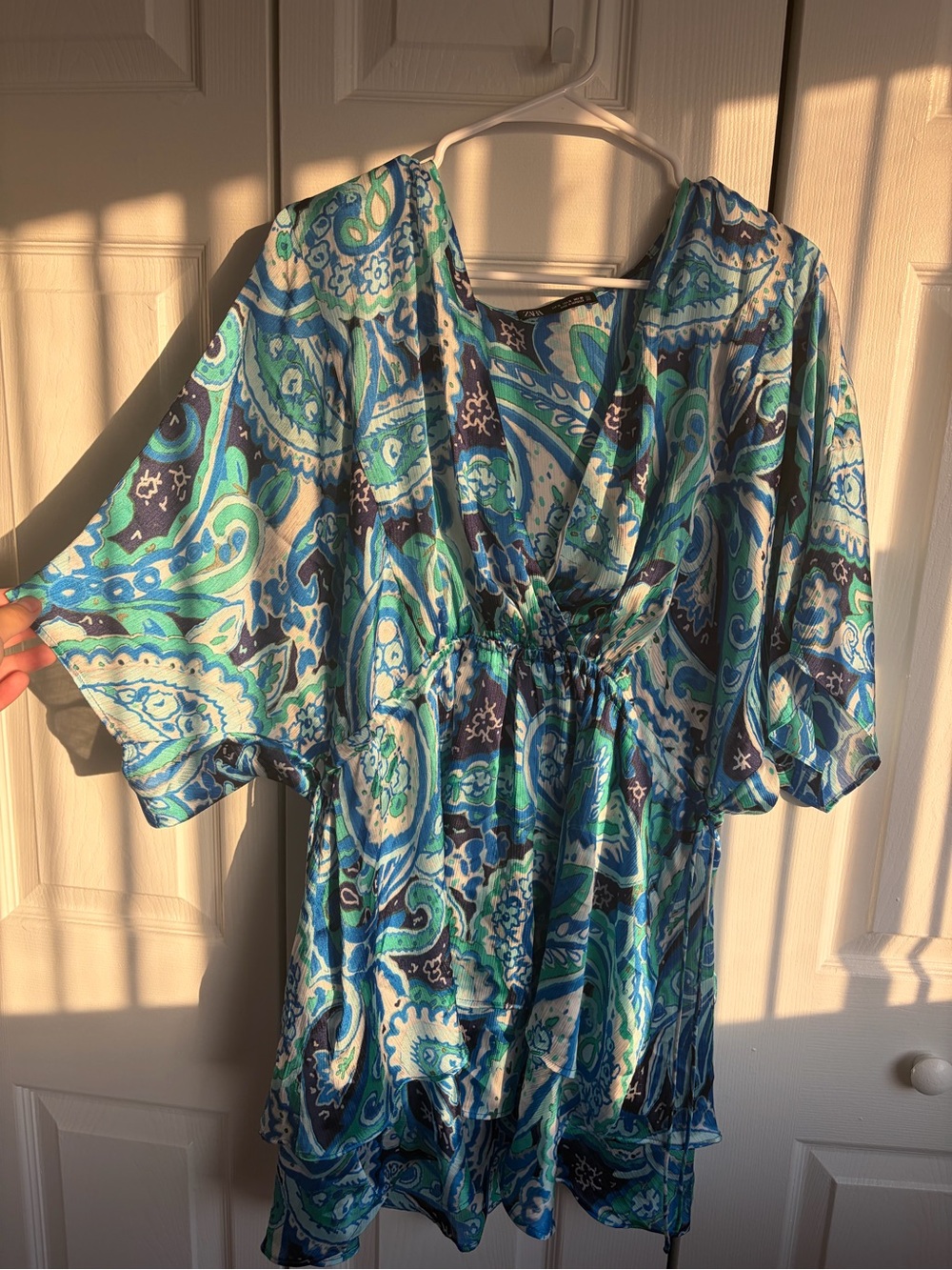 Zara Blue Teal Paisley Print Dress
